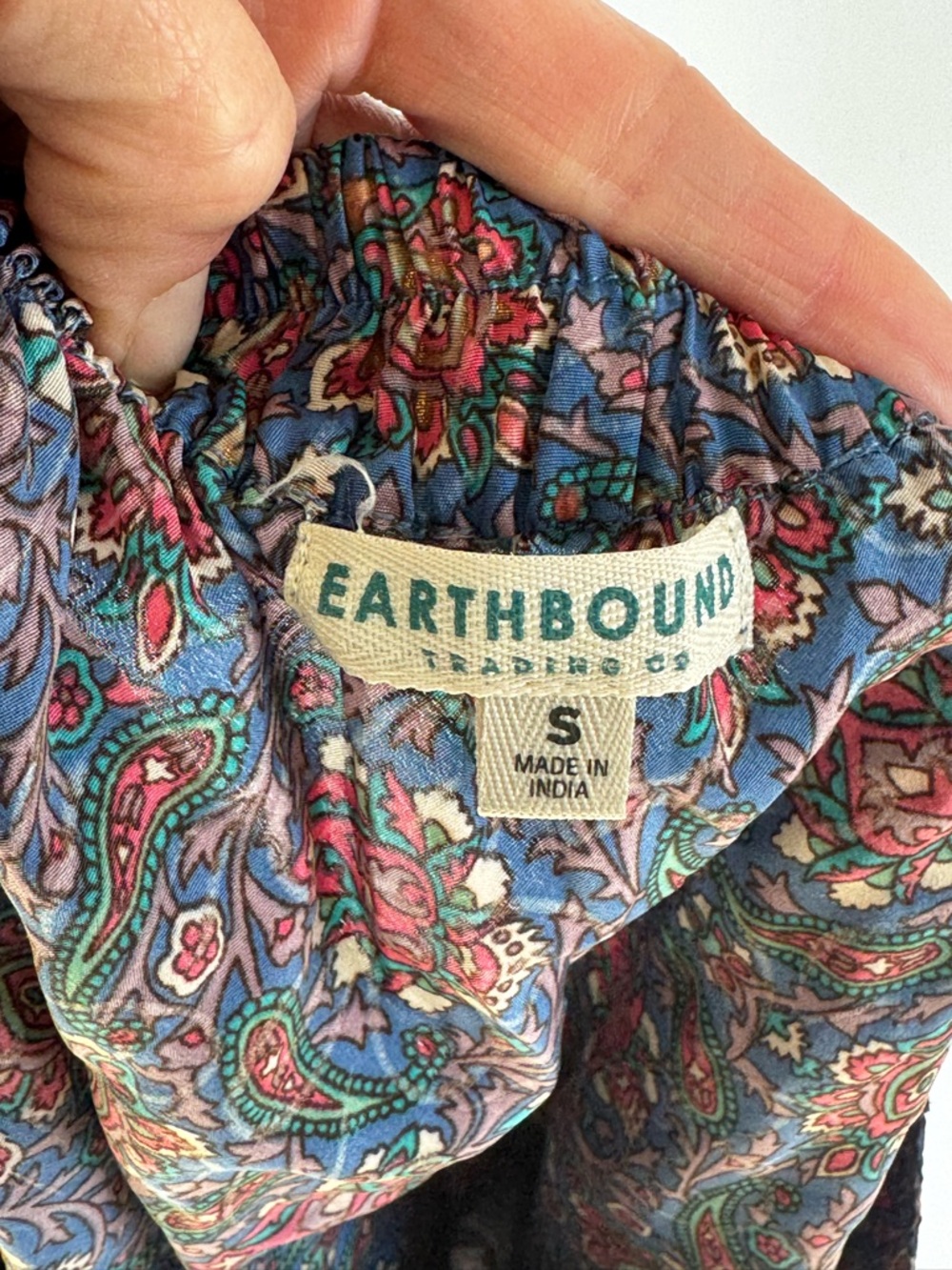 Earthbound Trading Co. Floral Paisley Blue A-Line Skirt Size Small - Picture 8 of 9